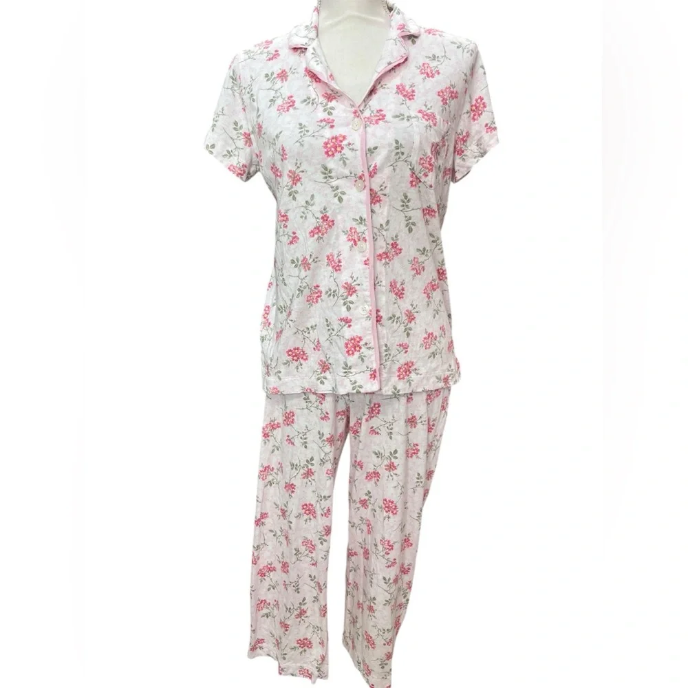 Lauren Ralph Lauren Floral Pajama Set Pink White Cottagecore Small - Picture 3 of 11
